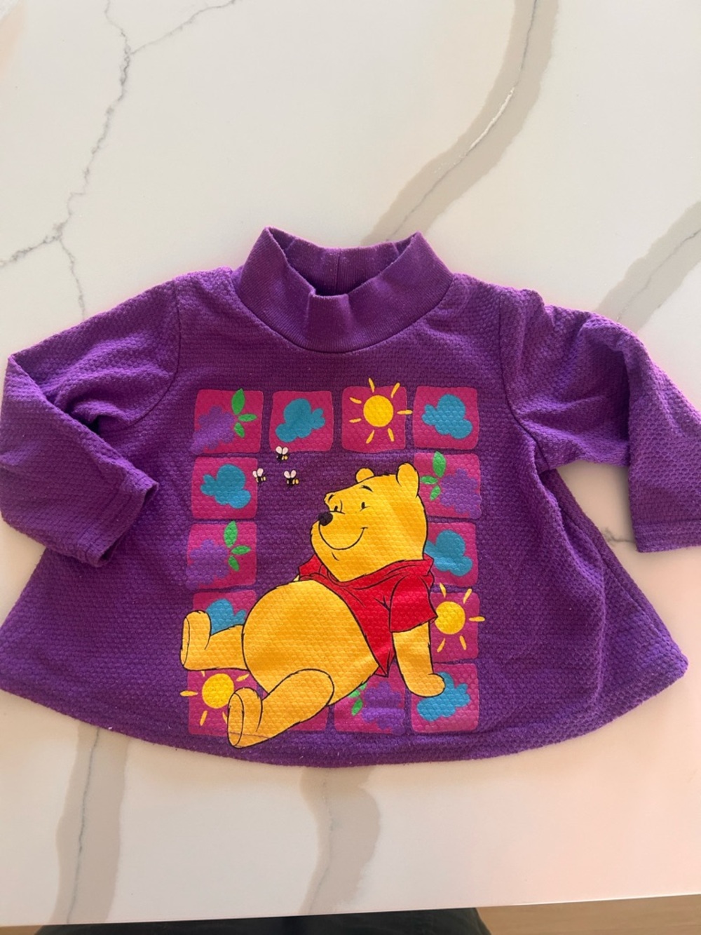 Vintage Winnie the Pooh purple long sleeve turtleneck colorblock size 6/9 month
